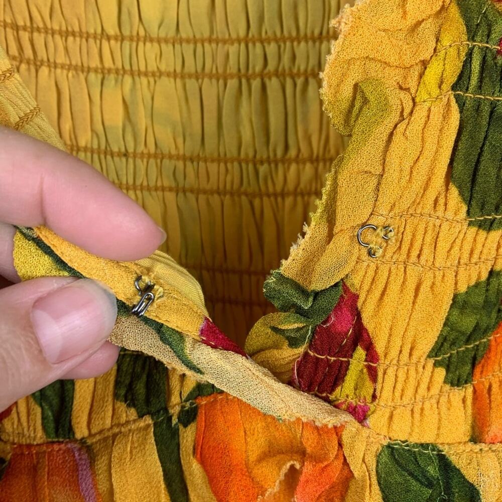 Farm Rio size small fruit lovers Yellow Floral Maxi Dress dragon fruit tropical - Picture 5 of 16